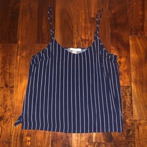 FOREVER 21 Contemporary Navy & White Striped Tank
